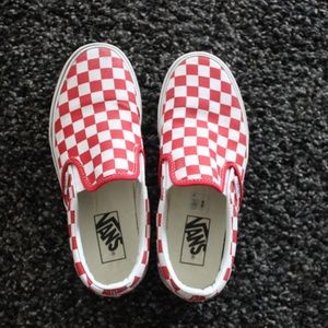 Platform Vans slip-on red checkerboard